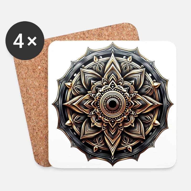 Mandala Harmony golden shine - Untersetzer (4er-Set) - Weiß