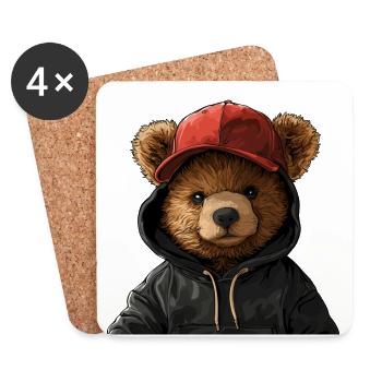 Teddy Street Bear - Untersetzer (4er-Set) - Weiß - Vorne