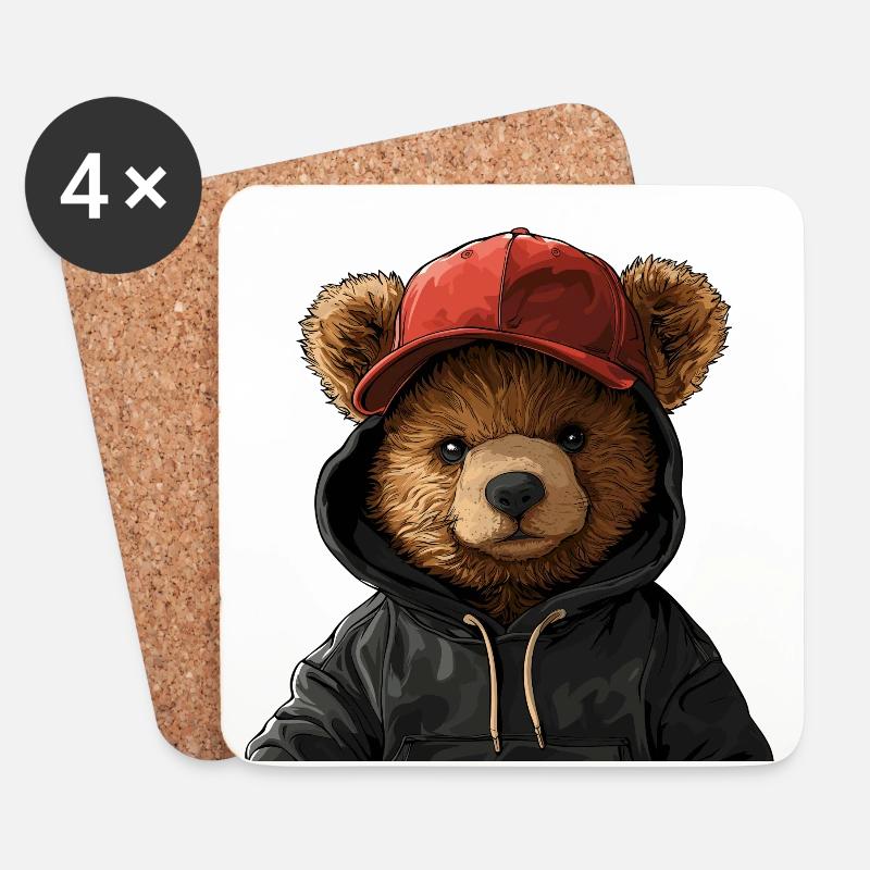 Teddy Street Bear - Untersetzer (4er-Set) - Weiß