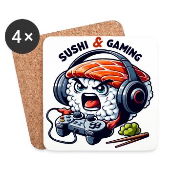Sushi qui joue aux jeux video - Dessous de verre (lot de 4) - blanc - Devant