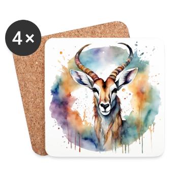 Antilope animal de puissance - Dessous de verre (lot de 4) - blanc - Devant