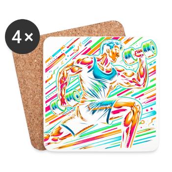 Force musculaire : Biceps Curls Artwork - Dessous de verre (lot de 4) - blanc - Devant