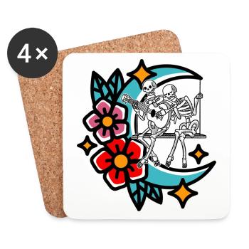 Moon Fantasy Squelette Guitare Musicien Guitariste - Dessous de verre (lot de 4) - blanc - Devant
