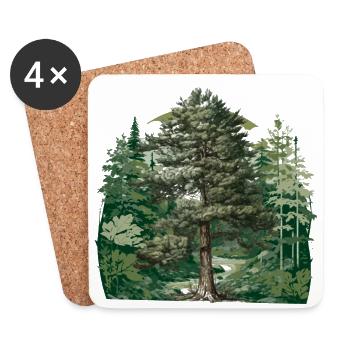Forêt, Nature, Nature sauvage, Flore, Amoureux de la nature, Arbre - Dessous de verre (lot de 4) - blanc - Devant