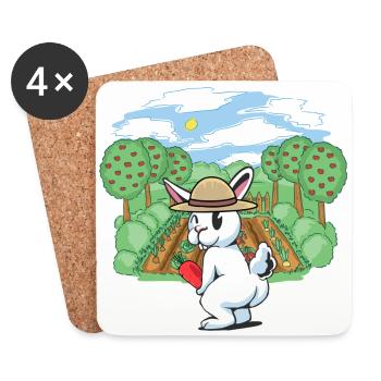 jardinier, horticulture, récolte, légume, lapin, rongeur, jardinier - Dessous de verre (lot de 4) - blanc - Devant