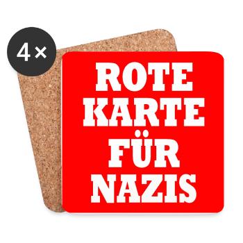 Rote karte für nazis - Untersetzer (4er-Set) - Weiß - Vorne