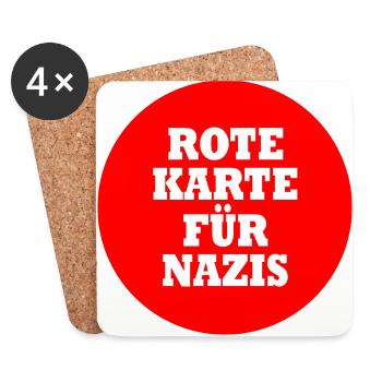 Rote karte für nazis - Untersetzer (4er-Set) - Weiß - Vorne