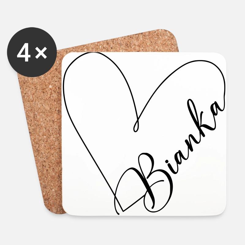 Bianka Name Herzlinie - Untersetzer (4er-Set) - Weiß