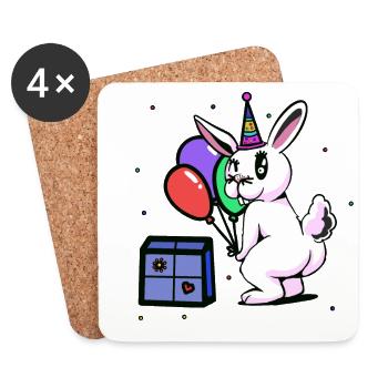 Bunny Birthday Congratulations Celebrations - Coasters (set of 4) - white - Front