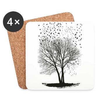 Ravens on a Poplar trees2 - Untersetzer (4er-Set) - Weiß - Vorne