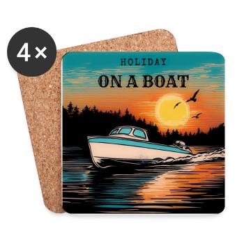 Holiday On a Boat Sunset - Coasters (set of 4) - white - Front