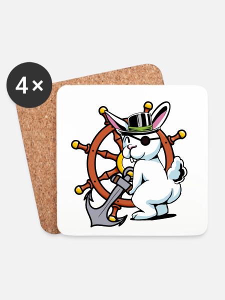 Hase Pirat Freibeuter Piraterie Fantasy Seemann - Untersetzer (4er-Set) - Weiß