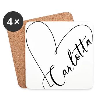 Carlotta Name Heart Line - Coasters (set of 4) - white - Front