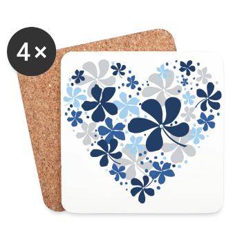 Blumen-Herz - Untersetzer (4er-Set) - Weiß - Vorne