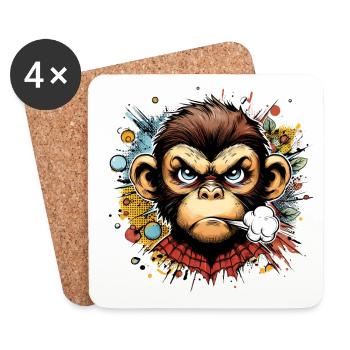 Affe angry schimpanse cartoon - Untersetzer (4er-Set) - Weiß - Vorne