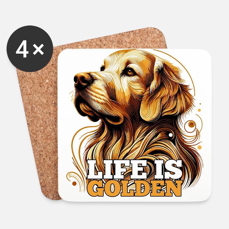 Das Leben ist Golden Retriever Hund Geschenk - Untersetzer (4er-Set) - Weiß