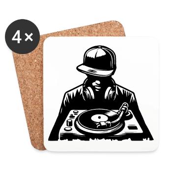 Hip Hop Deejay - Dessous de verre (lot de 4) - blanc - Devant