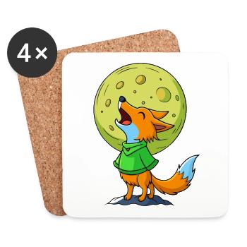 Jubilant Jackal Howling at the Moon - Wildlife Art - Coasters (set of 4) - white - Front