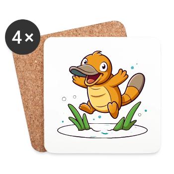 Skurriles Schnabeltier, das in einem Teich herumtollt - Untersetzer (4er-Set) - Weiß - Vorne