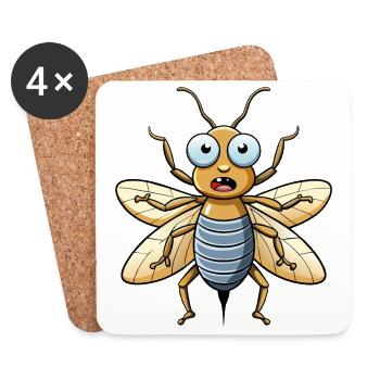 Scared Insect Cowering in Fear - Cartoon - Coasters (set of 4) - white - Front