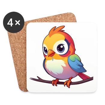 Rainbow Sparrow - Coasters (set of 4) - white - Front