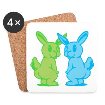 Bunny Bunny Retro Rabbit Rodent Rodent 80's - Coasters (set of 4) - white - Front