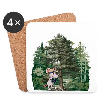 Tyrolean Forest, Mouse, Gentian, Alps, Alm, Nature, Forest - Coasters (set of 4) - white - Front