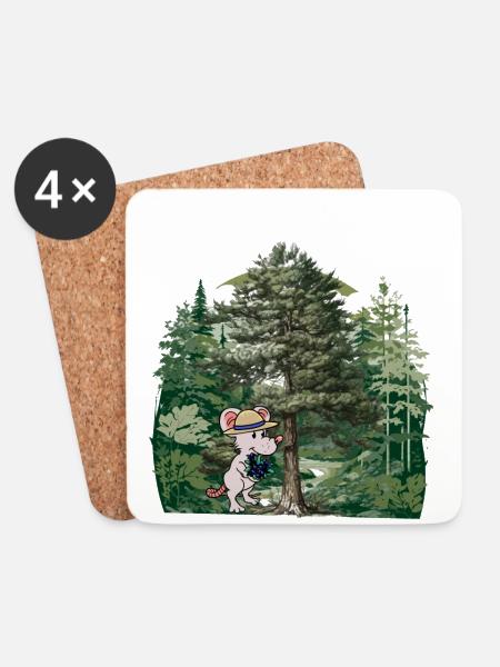 Tiroler Wald Maus Enzian Alpen Alm Natur Wald - Untersetzer (4er-Set) - Weiß