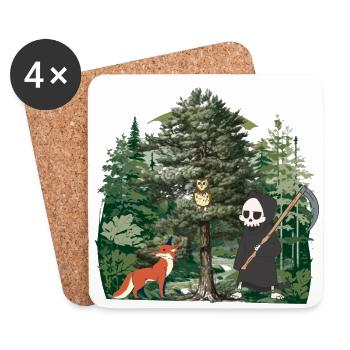 Forest Dweller Grim Reaper Fantasy Halloween Death - Coasters (set of 4) - white - Front