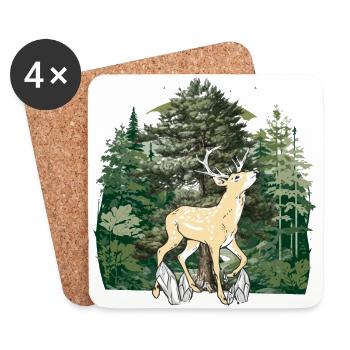 forest, forest dweller, deer, moose, Sweden, antlers, wild - Coasters (set of 4) - white - Front