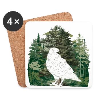 Forest nature wilderness raven crow bird trees - Coasters (set of 4) - white - Front