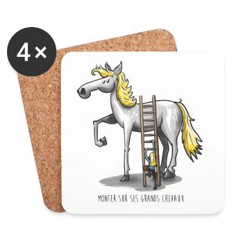 Monter sur ses grands chevaux - Dessous de verre (lot de 4) - blanc - Devant