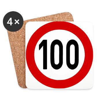Limite de vitesse 100 - Dessous de verre (lot de 4) - blanc - Devant