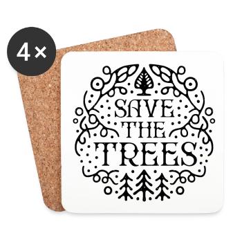 Save the trees - Coasters (set of 4) - white - Front