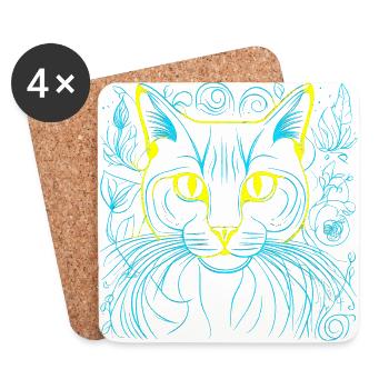 Ukraine Domestique Chat Chat Chats Animaux Miaou - Dessous de verre (lot de 4) - blanc - Devant