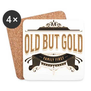 Old but Gold Family First - Untersetzer (4er-Set) - Weiß - Vorne