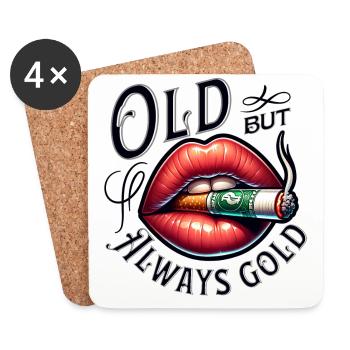 Old but always Gold smoking and lips - Untersetzer (4er-Set) - Weiß - Vorne