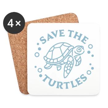 Save the turtles - Coasters (set of 4) - white - Front