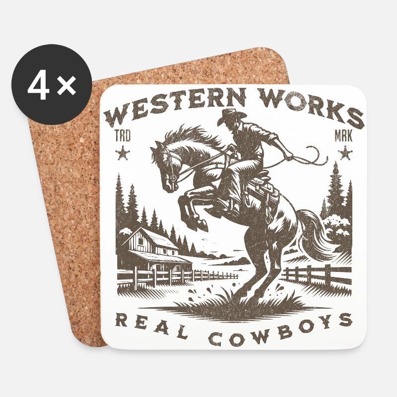 Western works real cowboy western reiten - Untersetzer (4er-Set) - Weiß