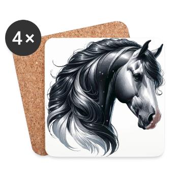 Majestic Horse Portrait Gross - Coasters (set of 4) - white - Front