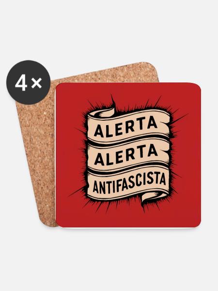 Alerta Antifascista - Sottobicchieri (set da 4 pezzi) - bianco