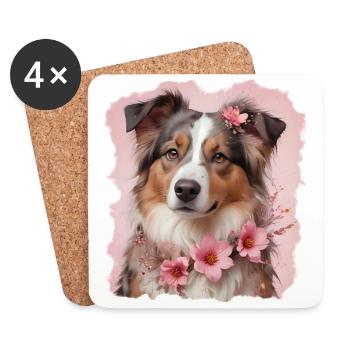 AUSTRALIAN SHEPHERD - Coasters (set of 4) - white - Front