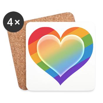 Regenbogen Herz Stil 1 - Untersetzer (4er-Set) - Weiß - Vorne