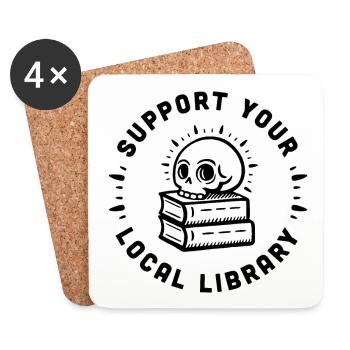 Support your local library - Coasters (set of 4) - white - Front