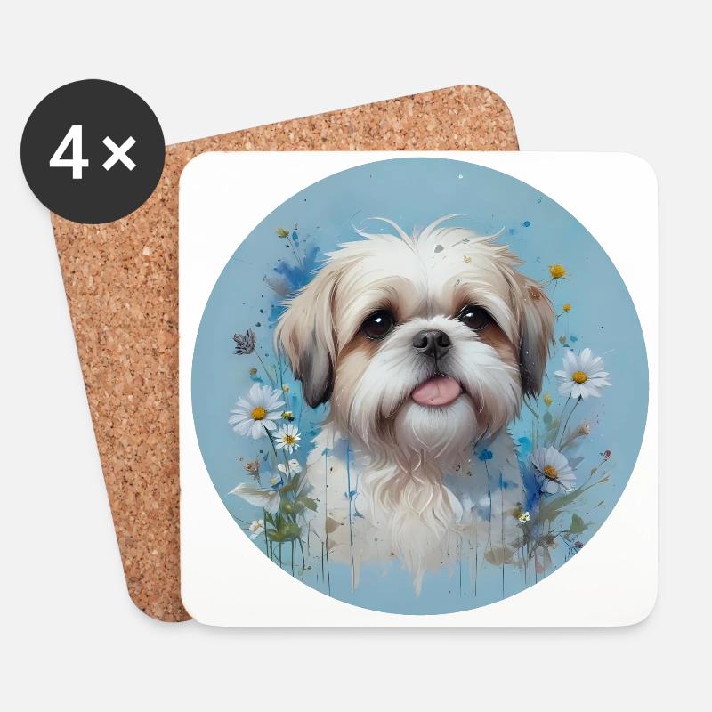 Blauer Shih Tzu - Untersetzer (4er-Set) - Weiß