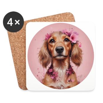 Pink Dachshund - Coasters (set of 4) - white - Front