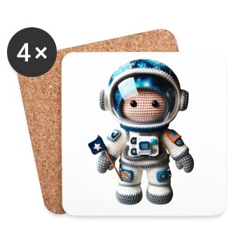 Petit astronaute de l’espace au crochet - Dessous de verre (lot de 4) - blanc - Devant