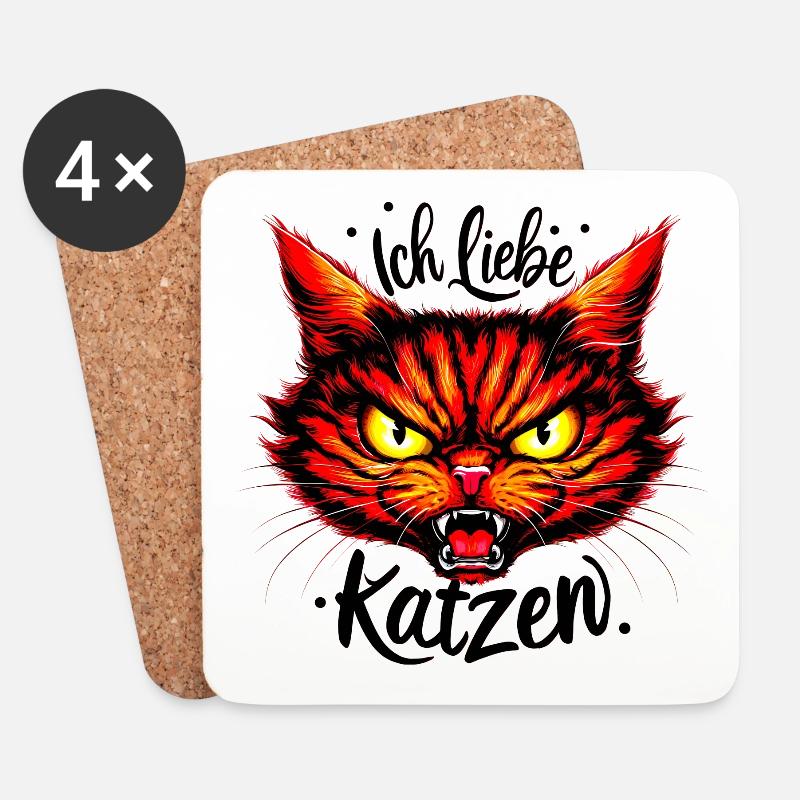 CatAngry - Untersetzer (4er-Set) - Weiß