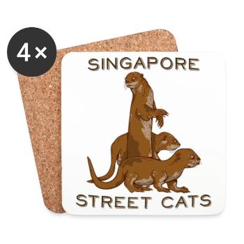 Singapore Sea Otters - Coasters (set of 4) - white - Front