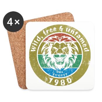 44. Geburtstag Wild, free & untamed since 08/1980 - Untersetzer (4er-Set) - Weiß - Vorne